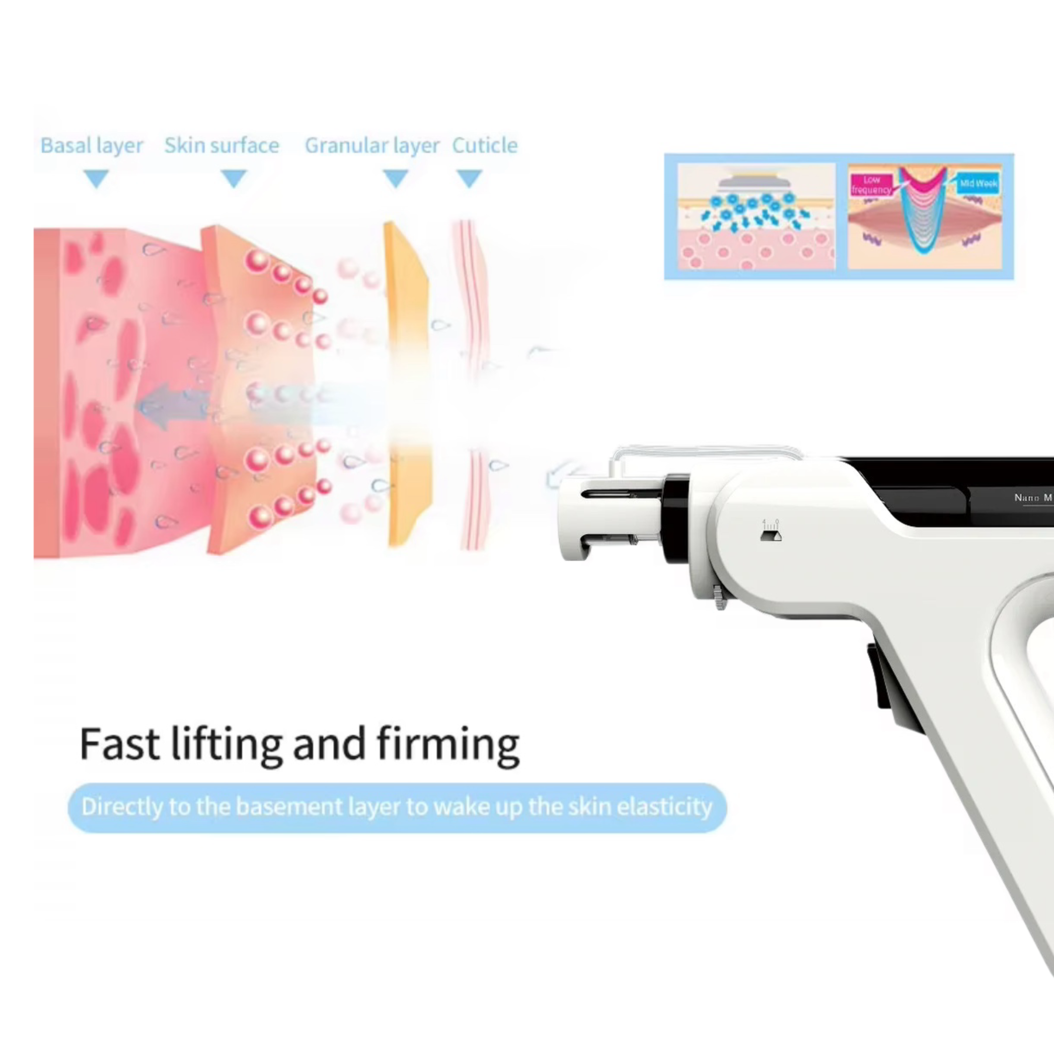 VIME Collagen Hydro Derm Pen – Professional Nano MTS Microneedling Device with 3 Interchangeable Heads (Round, Square, 9-Pin)